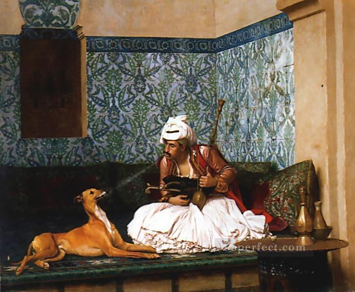 Arnaut blowing Smoke at the Nose of his Dog Greek Arabian Orientalism Jean Leon Gerome Oil Paintings